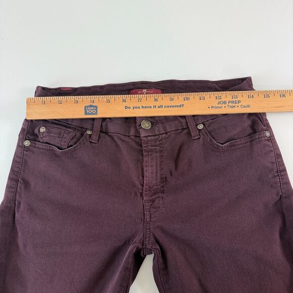 7 For All Mankind Women's Burgundy Skinny Ankle Jeans Size 31 - Picture 7 of 12